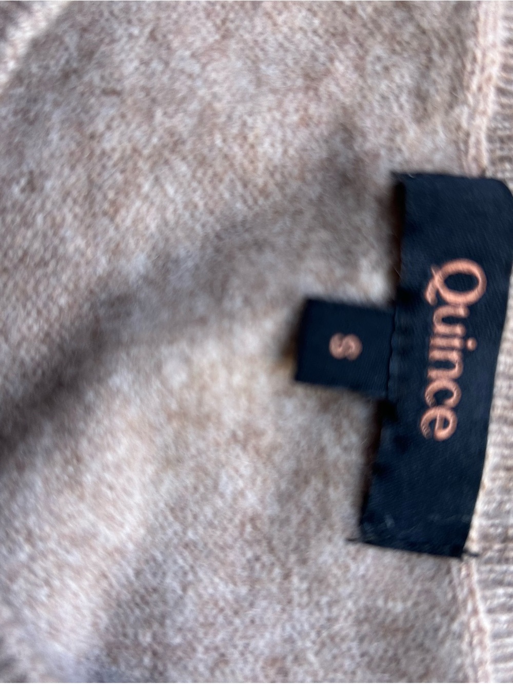 Quince Women’s Short Sleeve Stripe Cashmere Sweater - Light Brown/White - Picture 2 of 5